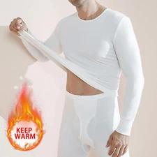 Men Long Johns Thermal Underwear Set Fleece Lined Base Layer Set Cold Weather