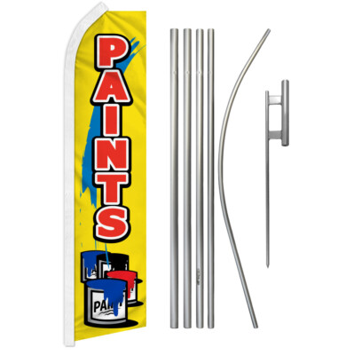 Paints Advertising Swooper Feather Flutter Flag Pole Kit House Paint