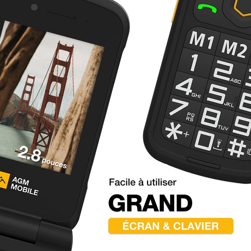 AGM M8 FLIP GSM Téléphone Portable Senior Clapet Débloqué avec Grandes Touches - Afbeelding 2 van 9