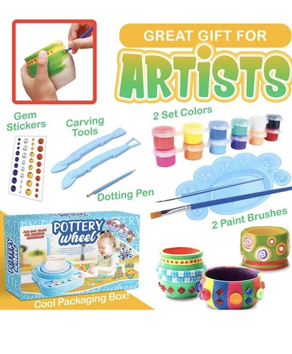 Kids Pottery Wheel Kit - Complete Pottery Wheel and Painting Kit for Beginners w - Picture 6 of 6
