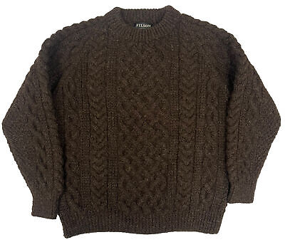 Filson Wool Fisherman's Sweater 20205484 Peat Scottish Irish Cable Hand ...