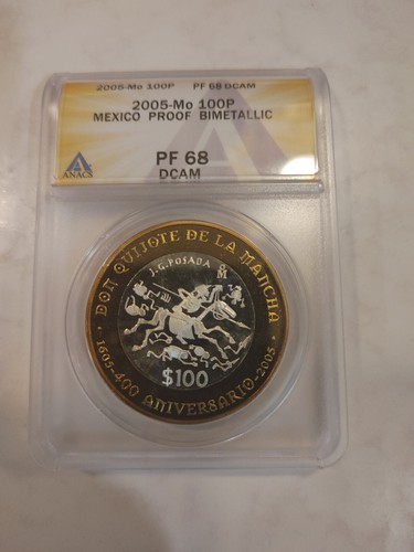 2005 MEXICO 100 PESOS QUIJOTE DE LA MANCHA PF-68 ULTRA Low MINTAGE SILVER Center - Picture 1 of 2