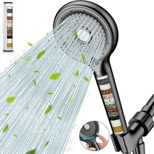 Filtered Shower Head with Handheld, High Pressure 6 Spray Mode Showerhead wit...