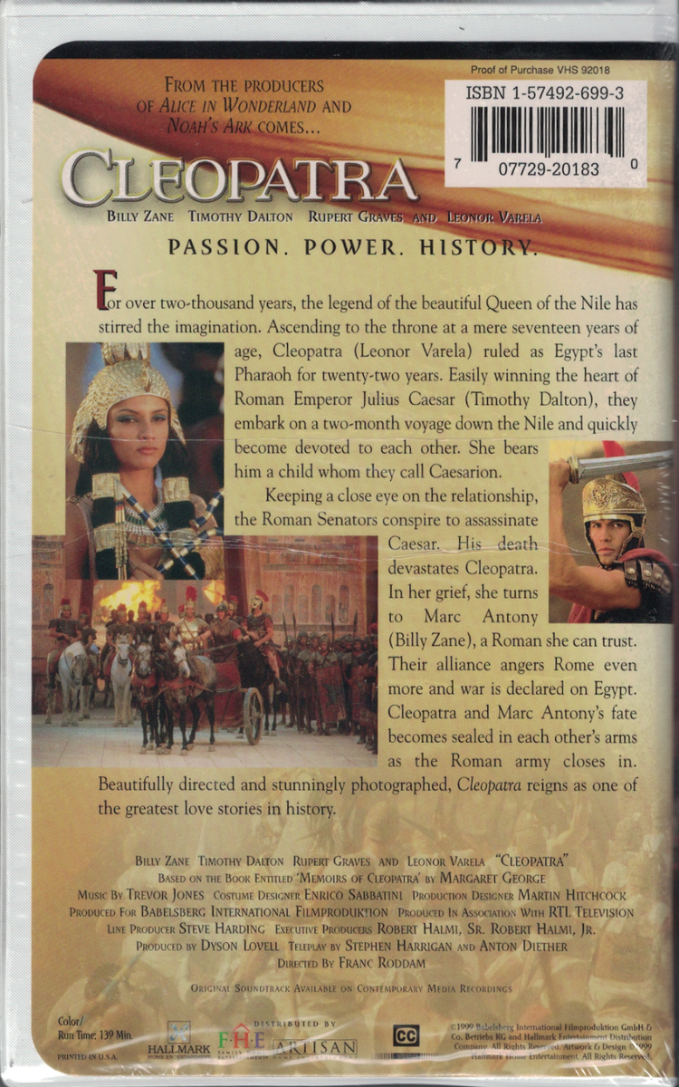 CLEOPATRA - Leonor Varela / B Zane / T Dalton - 1999 VHS