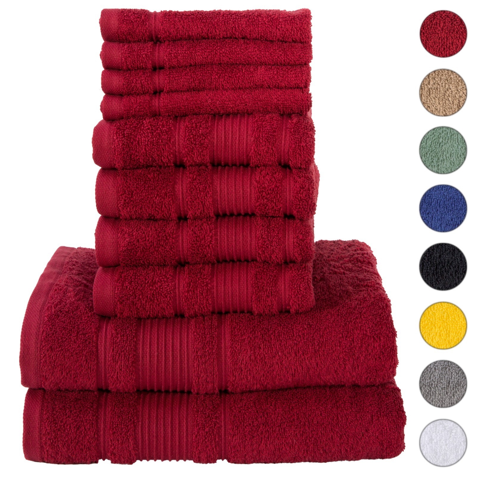 NEW BURGUNDY Color ULTRA SUPER SOFT LUXURY PURE TURKISH COTTON  8 PCS TOWELS SET