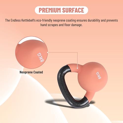 Endless 8 Kg (17.6 LB) Neoprene Coated Kettlebell | Material: Iron and Neoprene - Photo 3/6
