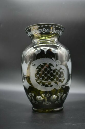 Egermann Crystal Cased Emerald Cut To Clear 10 1/2" Vase - Picture 7 of 9