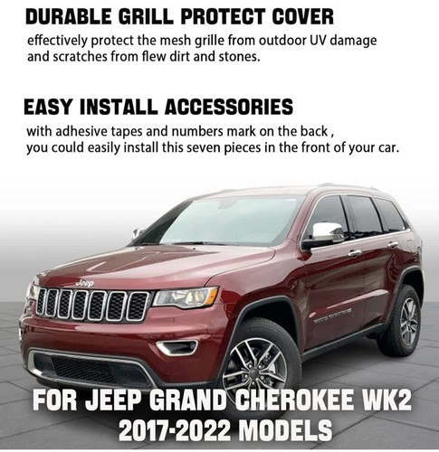7pcs Grille Inserts Grill Ring Cover Trim Kit for Jeep Grand Cherokee 17-20 Red - Picture 4 of 7