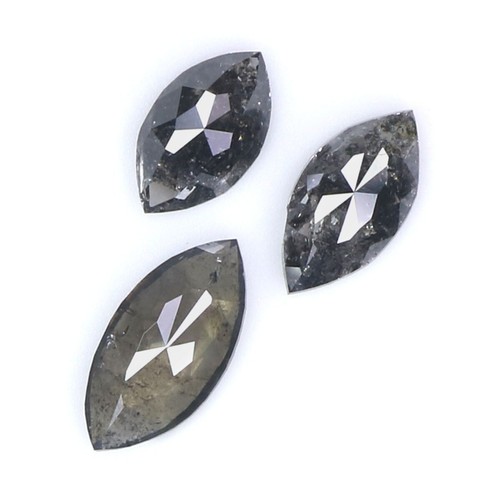 Natural Loose Marquise Diamond Black Grey Color 0.86 CT 5.70 MM Rose Cut KDL014 - Picture 6 of 8