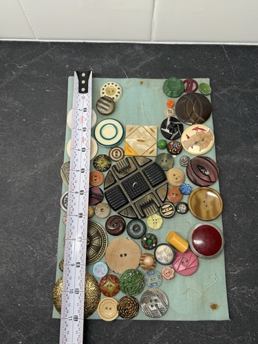 Antique Vintage Buttons Sewn to 11 x 8 inch Card   1 of 6 Auctions  MUST SEE  C - Picture 16 of 18