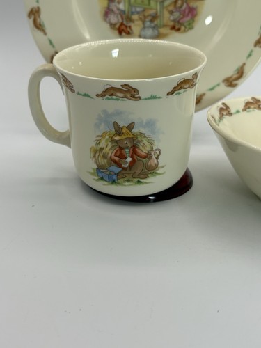 Set of 3 Royal Doulton Vintage 1936 BUNNYKINS Plate, Bowl,Cup Bunny Rabbits - Picture 2 of 5