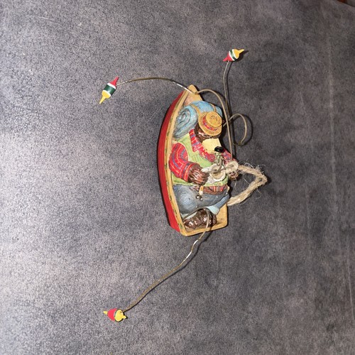 FISHING GRIZZLY BEAR Christmas Ornament  Row Boat 4"  - Picture 2 of 7