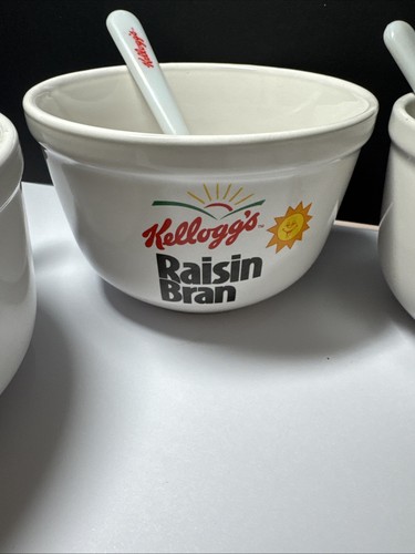 Full Set Of 4 Vintage 1999 Kellogg's Ceramic Cereal Bowls & Spoons 5.5" - Bild 12 von 17