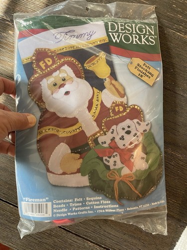 NEW Design Works Fireman 18 In Christmas Stocking - Picture 2 of 10