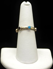 Sterling Silver Multi Tone Stones Band Ring SZ 6.5 FMF370