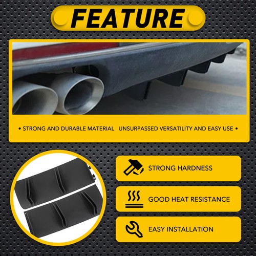 For Nissan Rear Bumper Lip Diffuser Shark Fin Wing Spoiler Splitter Matte Black - Picture 4 of 11