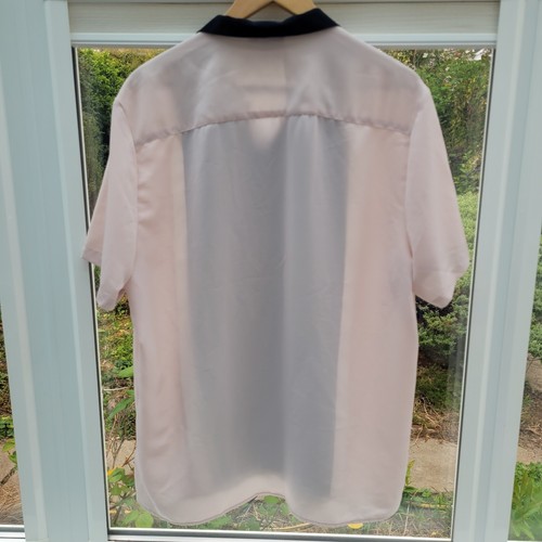 Camisa Para Hombres ASOS Grande Rosa Azul Manga Corta Alta Longline Largo Calce Relajado - Imagen 3 de 6