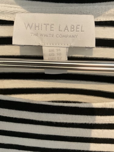 The White Company White Label Top Breton Size 14 White Black Stripe 100% Cotton - Picture 3 of 4