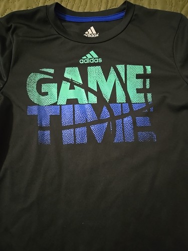 ADIDAS CLIMALITE BOYS SIZE 7 GAME TIME T SHIRT - Picture 2 of 5