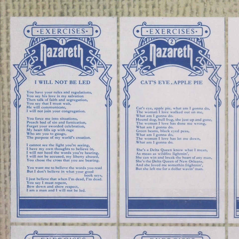 Nazareth – Exercises (Salvo 2019) 12" blue vinyl LP New - Image 4 of 4