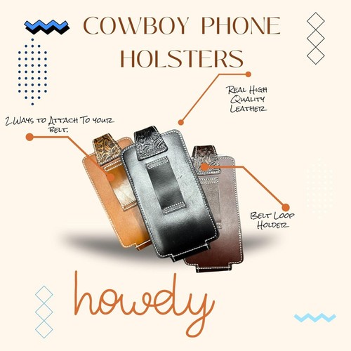 AZTEC COSS LEATHER PHONE HOLSTER POUCH TAPESTRY BELT LOOP UNIVERSAL #EH13018 - Picture 34 of 51