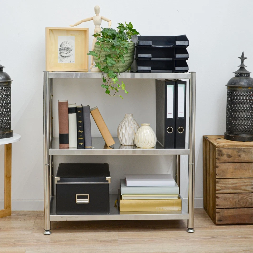 Edelstahl Küchenregal bis 120 kg Metallregal 73x40x77cm 3 Regal Böden Standregal - Bild 2 von 4