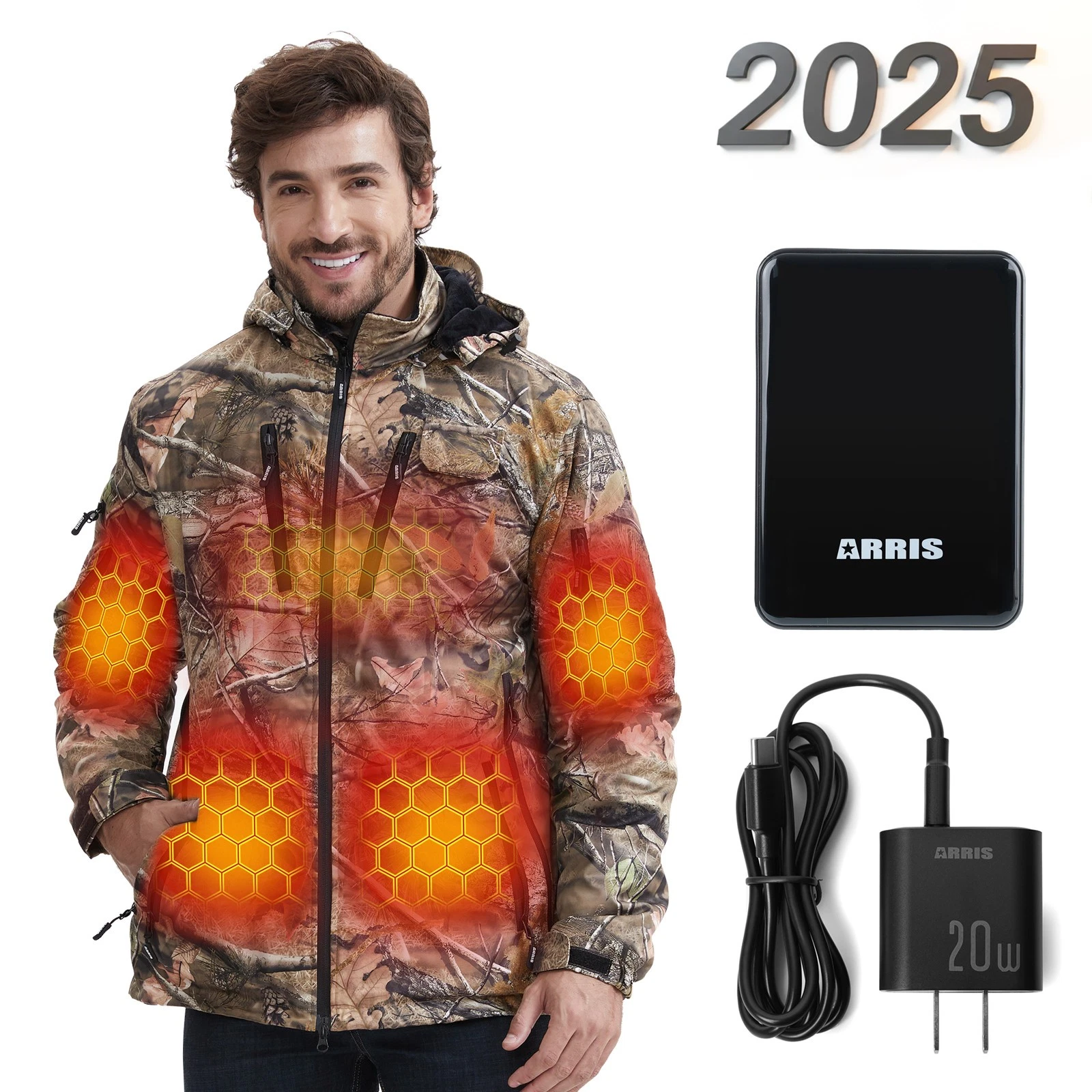 ARRIS Camo Heated Jacket for Hunting,Electric Heating Coat with Battery for Men
Opens in a new windo