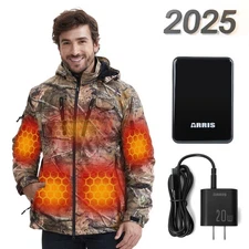 ARRIS  Camo Heated Jacket for Hunting,Electric Heating Coat with Battery for Men