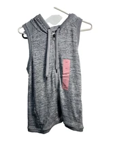 active life womens gray heather sleeveless zip up hooded vest size small