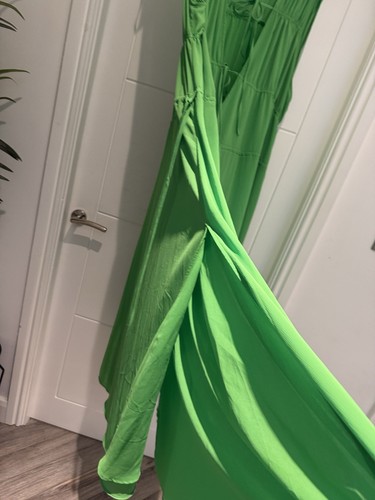 H&M Long Chiffon Green Dress (XXL) * Preowned - Picture 4 of 10