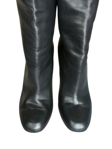 GUCCI Maori Jacquelyne Studded Leather Knee Boots 37.5 Black Gold Heel - Bild 10 von 16