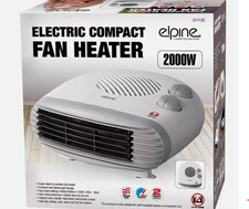 Electric Compact Fan Heater 2000W Dual Heat Settings Adjustable Thermostat