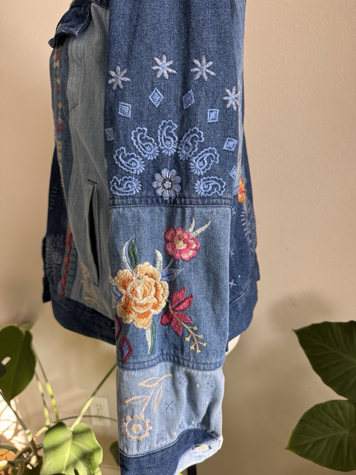 Johnny Was Workshop Embroidered Patchwork Denim J… - image 6