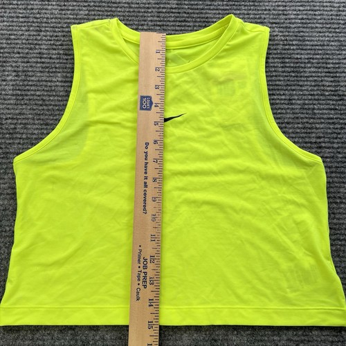 Nike Pro DriFIT Youth Large Training Tank Top Volt Yellow High Neck Cropped NWT - Picture 5 of 6