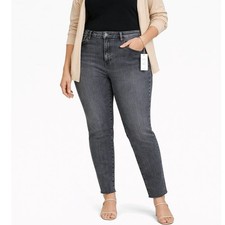 Ava  Viv Womens Skinny Jeans Grey Acid Wash Mid Rise Stretch Denim Size 20 R