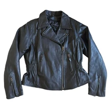 Bikers Dream Apparel Women L Black Leather Motorcycle Jacket Thinsulate Quilted