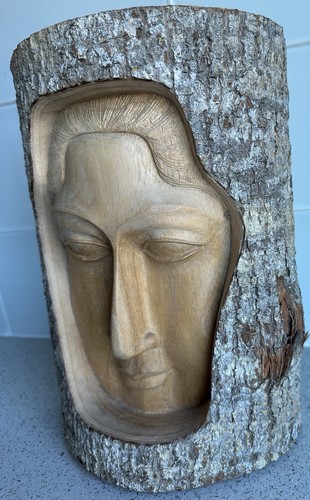 HANDGESCHNITZTES FRAUENGESICHT; Holz; 8,0" Breite x 12,0" Tiefe x 4,0" Tiefe; 4 Pfund 8 Unzen - Bild 4 von 7