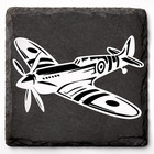 Aeroplane Airplane Spitfire UV Printed Natural Slate Coaster Square B/W Gift