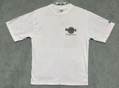 Vintage Amsterdam Hard Rock Cafe Mens Sz L Pink Hugh Rare Collectible Van Gogh