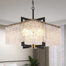 Crystal Chandelier for Living Room Pendant Light Fixture 16 inch Square