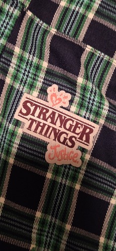 🆕️ NEW Justice X Stranger Things Plaid Skirt/ Lined Girls in Green Patched - M - Picture 11 of 21
