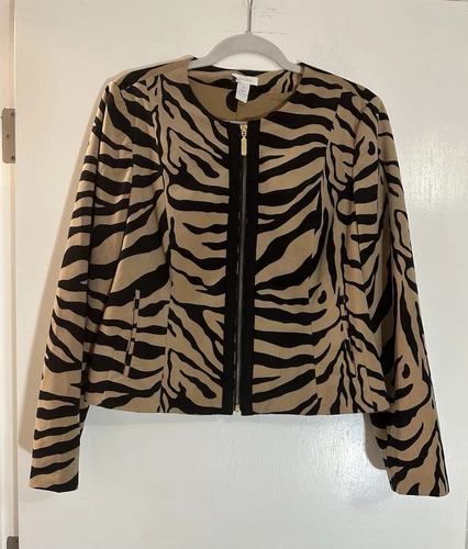 VETEMENTS Giacca ritagliata con zip stampa animalier Chico's taglia S