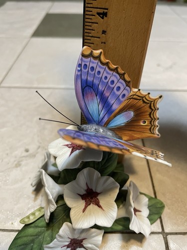 1989 Lenox Blue Temora Butterfly On White Flowers, Fine Porcelain, 3.5” Exc Cond - Picture 7 of 7