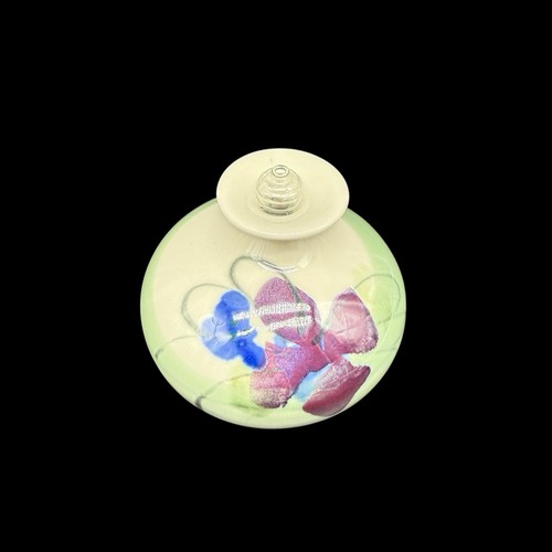 Kent Follette Kunstkeramik Öllampe ohne Docht grüne Blumen Louisiana Künstler signiert - Bild 6 von 12