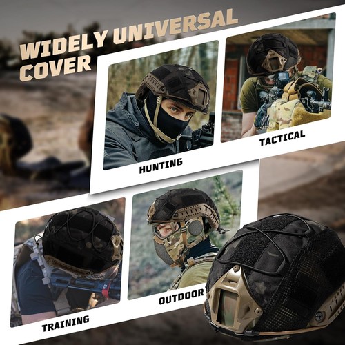 OneTigris Helmet Cover, Tactical Fast Cloth for PJ Medium, Black  - Bild 6 von 6