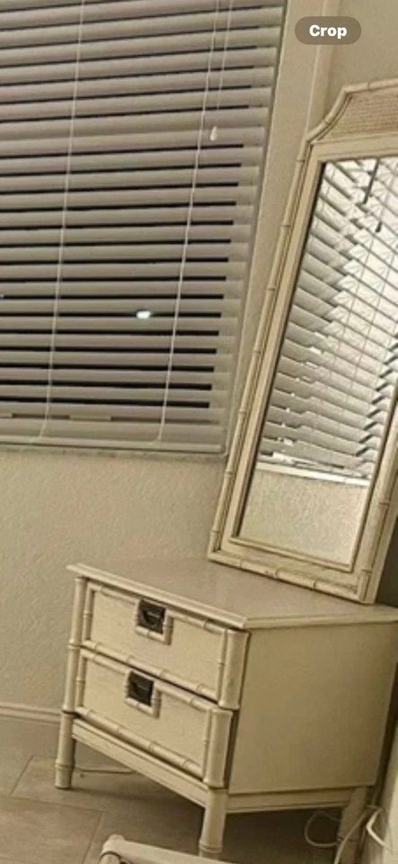 Espejo imitación bambú Stanley Hollywood Regency campaña bastón boho Foto 2 de 3