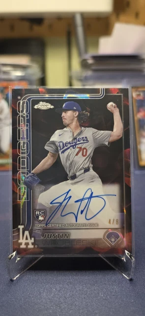 2025 Topps Chrome Red/Black Lava Lamp Autograph /8 Justin Wrobleski #RA-JWR