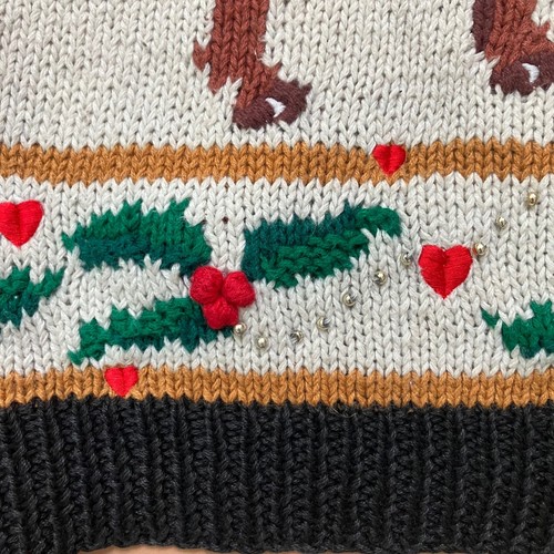 Marisa Christina Classics Christmas Sweater Santa Reindeer Knitted By Hand - Picture 6 of 12