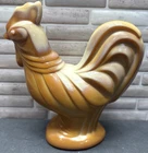Fenton 100th Anniversary Caramel Chocolate Slag Rooster Figurine W/ Sticker 2005