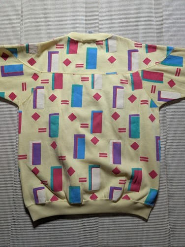 80s 90s Vintage Celebration Geometric Sweatshirt Size Medium Fresh Prince Style - Picture 2 of 5